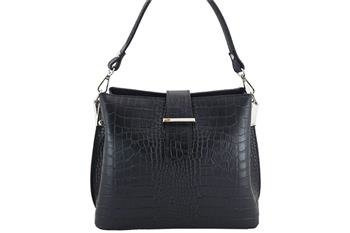 Klasická kožená kabelka - CROCO - černá