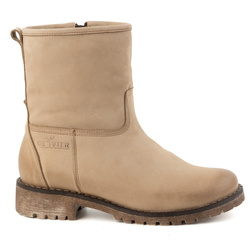 Dámské zateplené zimní kožené boty 340BB beige