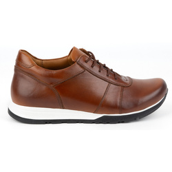SPORT STYLE 408KZ +6 cm hnědá pánská šněrovací obuv z kůže