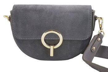 Módní společenská kožená kabelka - šedá