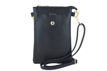 Mini kožené pouzdro na telefon do kabelky černé