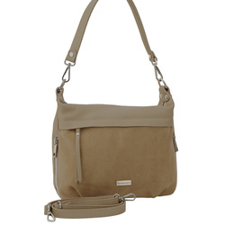 Kožená kabelka se semišovým akcentem - béžová