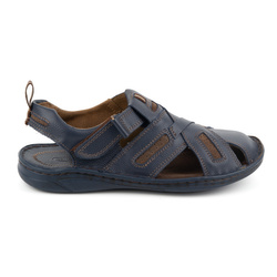 Pánské kožené sandály na suchý zip 523K navy blue