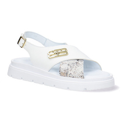 Pollonus dámské kožené sandály 5-1757-002 White Verona + Boa White