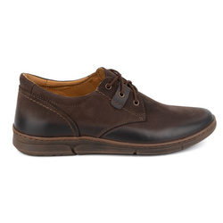 CASUAL pánská šněrovací kožená obuv 237KZ + 5 cm Brown