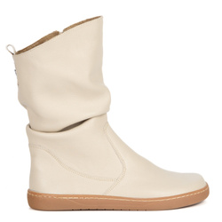 Dámské boty BAREFOOT zateplené kožené Freja Polish beige s lícováním