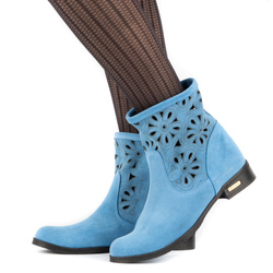 Dámské semišové prolamované boty Alice blue