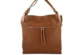 Velká kožená taška / nákupní taška - A4 - světle hnědá