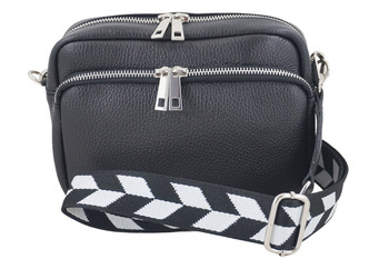 Dámská kabelka s ozdobným popruhem - černá