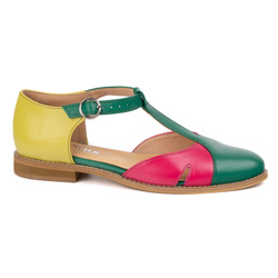 Dámské vícebarevné kožené sandály 4240/35 GREEN/ROZ/ZOL 