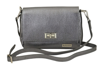 Dámská kabelka z metalizované kůže - Stříbrná tmavá