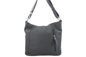 Objemná kožená taška přes rameno - tmavě šedá
