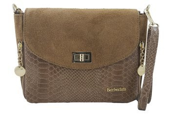 Semišová kabelka se zlatými ozdobami - tmavě béžová