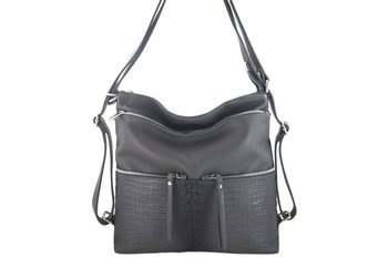 Dámská kožená kabelka - taška / batoh formátu A4 - tmavě šedá