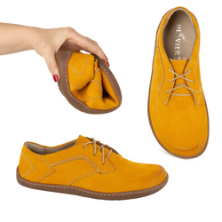 BAREFOOT Dámská minimalistická kožená obuv 1082 hořčicový nubuk