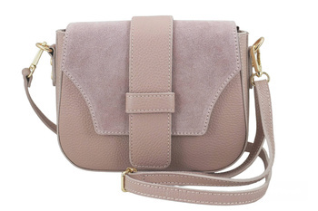 Kabelka se semišovou klopou - Pudrově růžová