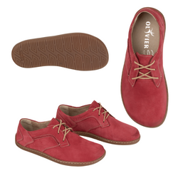 BAREFOOT Dámské minimalistické kožené boty 1082 red nubuk