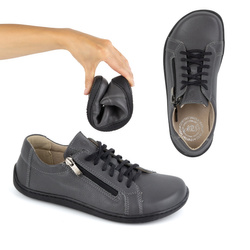 Dámská minimalistická kožená obuv barefoot model 1243 šedá
