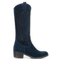 Dámské prolamované kožené boty Carla navy blue