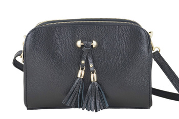 Kožená poštovní taška s kapsami - černá