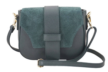 Kabelka se semišovou klopou - tmavě zelená