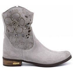 Dámské semišové prolamované boty Jess light grey
