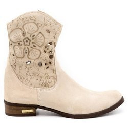 Dámské semišové prolamované boty Jess light beige