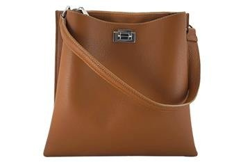 Velká dámská kožená kabelka - Barberini's - Světle hnědá