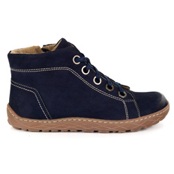 Dámské zimní kožené zateplené boty barefoot 1299 navy blue