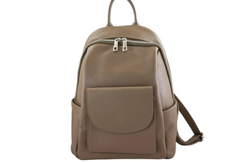 Dámský kožený městský batoh - Beige dark