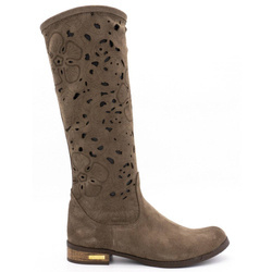 Dámské ažurové boty FLOWERS hnědé