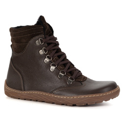 Dámské barefoot zimní kožené boty Olivier Runa zateplené hnědé