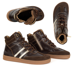 BAREFOOT dámské zimní zateplené boty 201MP z přírodní kůže hnědé barvy