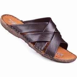 Pánské kožené žabky 214/BR brown