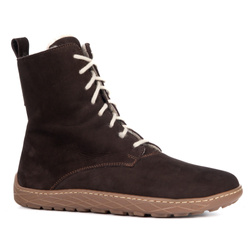 Dámské vlněné zateplené boty MERINO kožené šněrovací semišové vysoké zimní 0778W hnědé