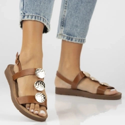 OBACS dámské kožené ploché sandály DS6885/25 hnědé