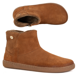 Dámské barefoot zimní kožené boty zateplené kožešinou Olivier 202MP hnědé