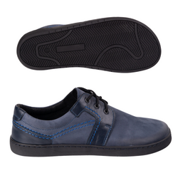 BAREFOOT Pánská minimalistická kožená obuv se šněrováním 115KZ navy blue