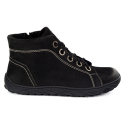 Barefoot zimní dámské zateplené kožené boty 1299 black nubuck