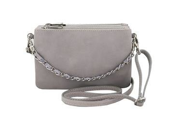 Módní italská kožená poštovní taška - světle šedá