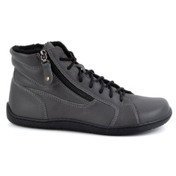 Dámská minimalistická zimní kožená obuv barefoot 1261 šedá