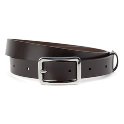 Dámský kožený pásek D119.25 v tmavě hnědé barvě s poniklovanou sponou - šířka 25 mm