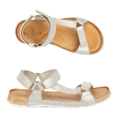 Dámské kožené sandály Kallia zlaté, vhodné pro bosé nohy