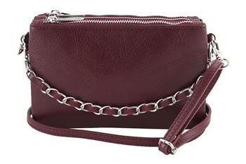 Módní italská kožená poštovní taška - bordó