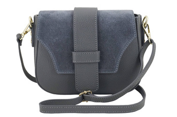 Kabelka se semišovou klopou - tmavě šedá