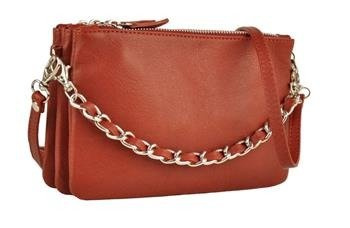 Módní italská kožená poštovní taška - červená