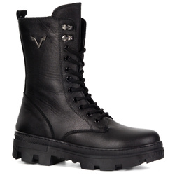 Dámské kožené boty černé 493 VAC vysoké