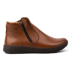 Pánské zimní kožené boty široké 925K Brown