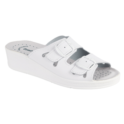 Dámské anatomické zdravotní nastavitelné kožené žabky MIA white