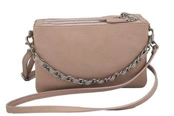 Módní italská kožená poštovní taška - pudrově růžová